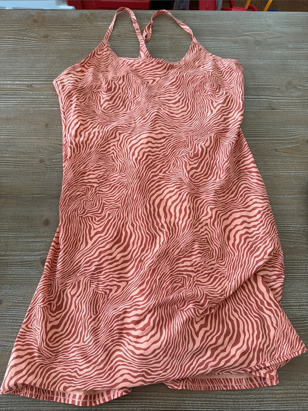 Outdoor Voices Pink Coral Zebra-Print Racerback Dress